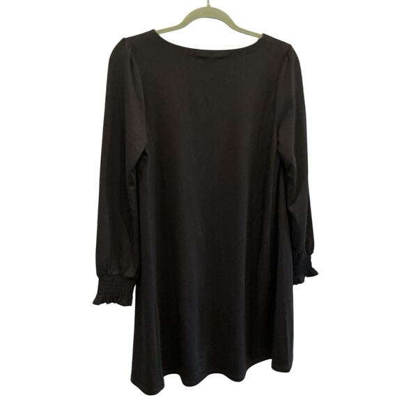 Loft Womens Long Sleeve Shift Dress Sz MP Medium Petite Classic Office Black NEW - Picture 4 of 6